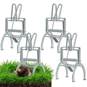 Wanqueen mole trap lawn setup image; easy vertical insertion for quick capture.
