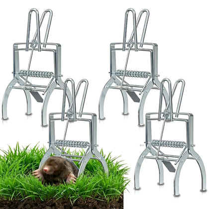 Wanqueen mole trap lawn setup image; easy vertical insertion for quick capture.