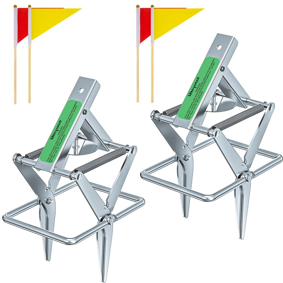 Wanqueen two-pack mole traps outdoors for lawn protection and quick capture