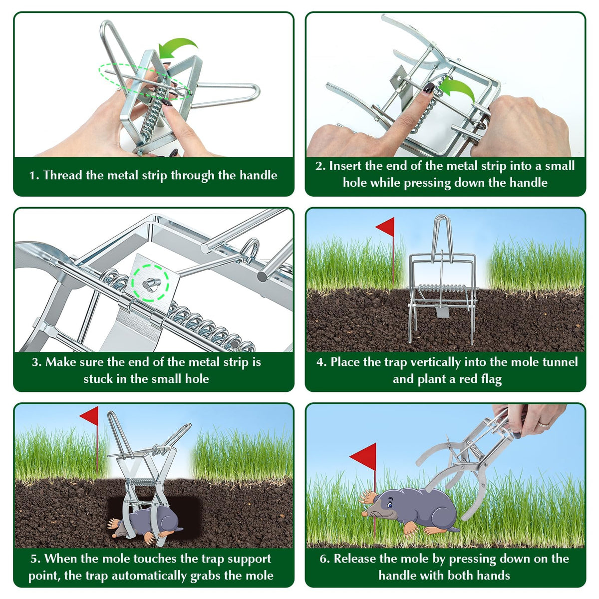 Wanqueen vole trap easy-to-set image, no heavy force required.