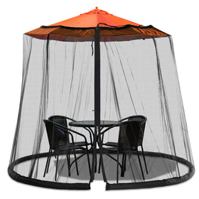 WANRU mosquito netting patio-setup demonstrates easy tool-free installation for bug-free outdoor dining.