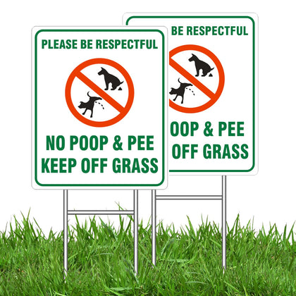 WANSMC 2pc no dog poop sign in yard communicates a clear message