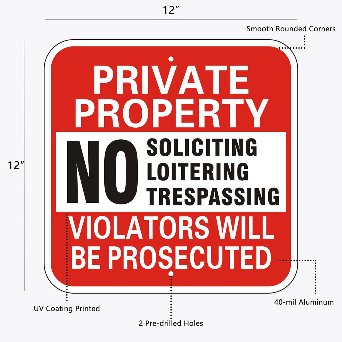 WANSMC private-property sign for outdoor use remains clearly visible day and night.