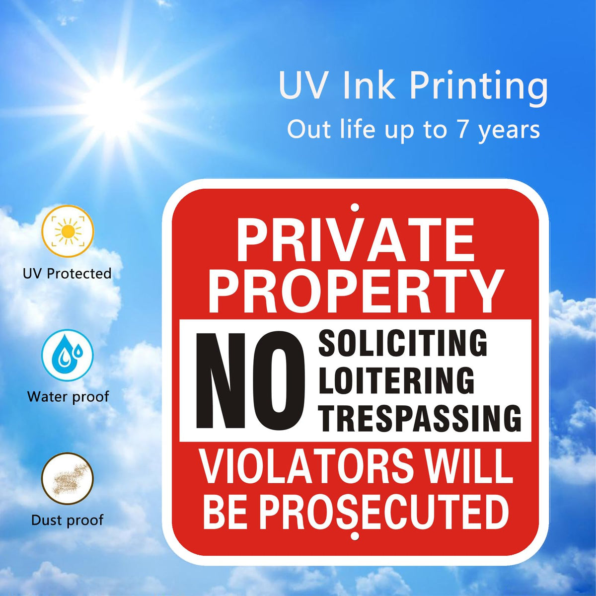 WANSMC weatherproof sign endures rain and sun without fading.