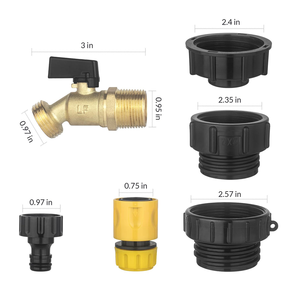 Wantmatch adapter set for totes shows three threading options.