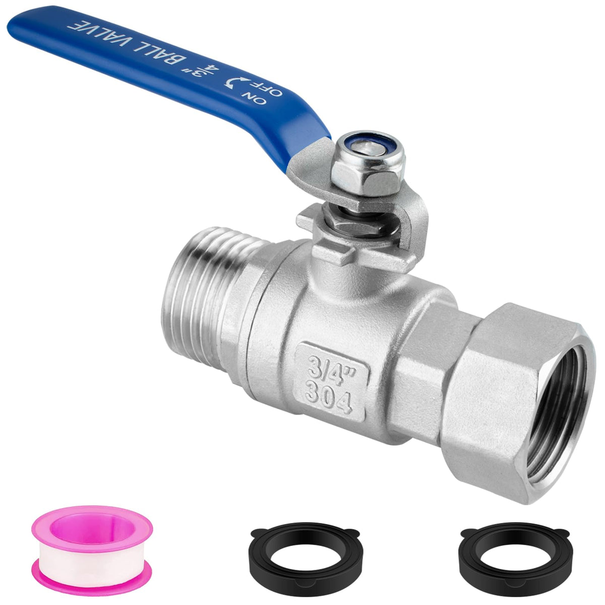 Wantmatch garden hose shut-off valve with 360 swivel for flexible angle control.