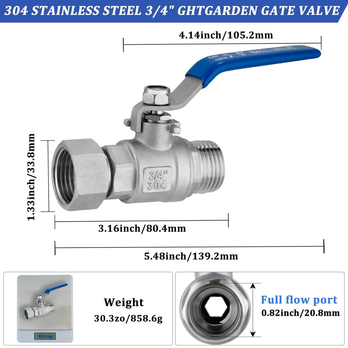 Wantmatch valve with ergonomic long handle for easy grip, even when wet.