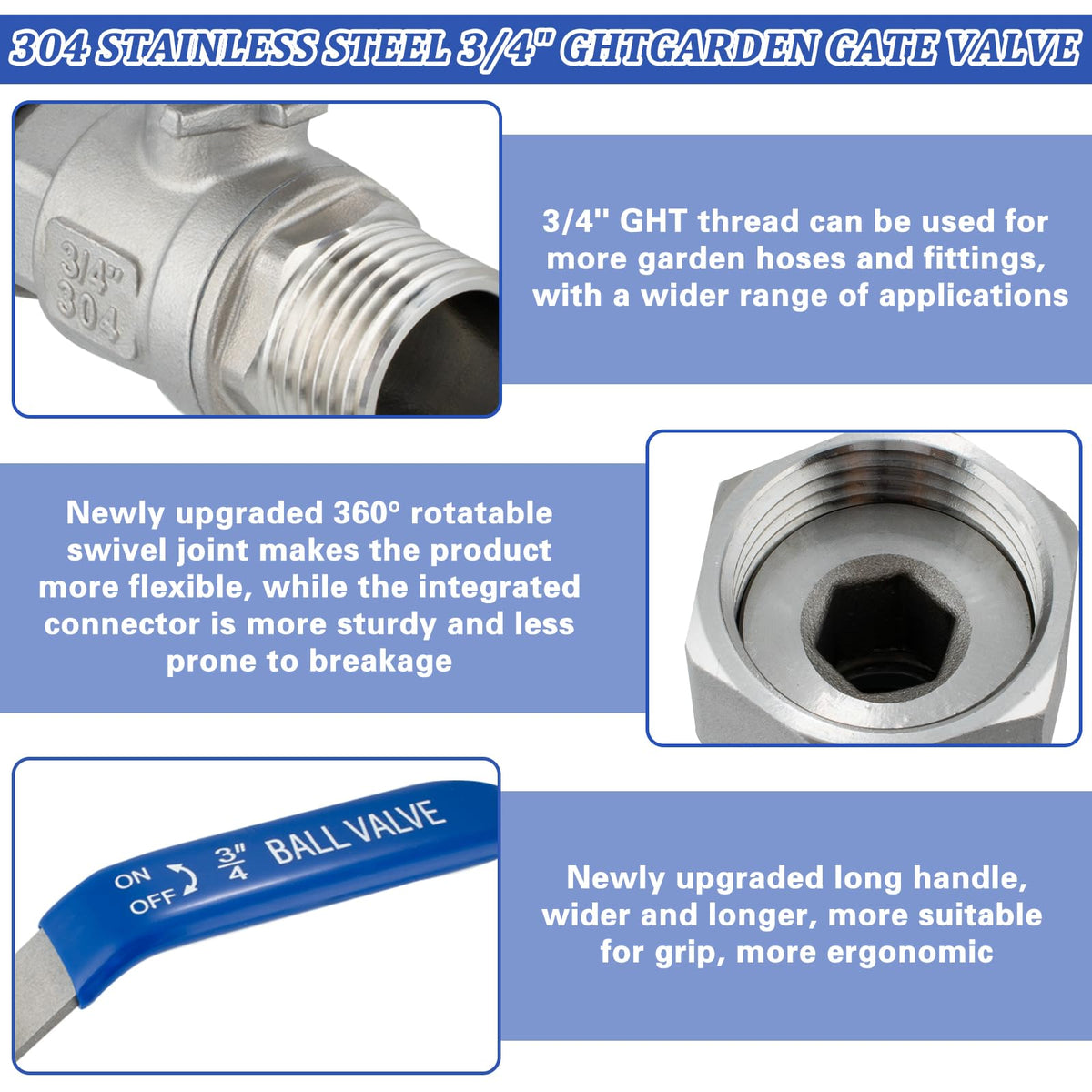 Wantmatch stainless steel body for outdoor durability and corrosion resistance.