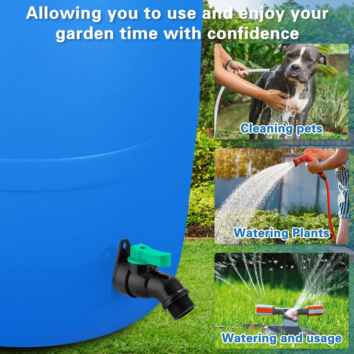 Wantmatch rain barrel spigot compatible with buckets, tanks, and drums