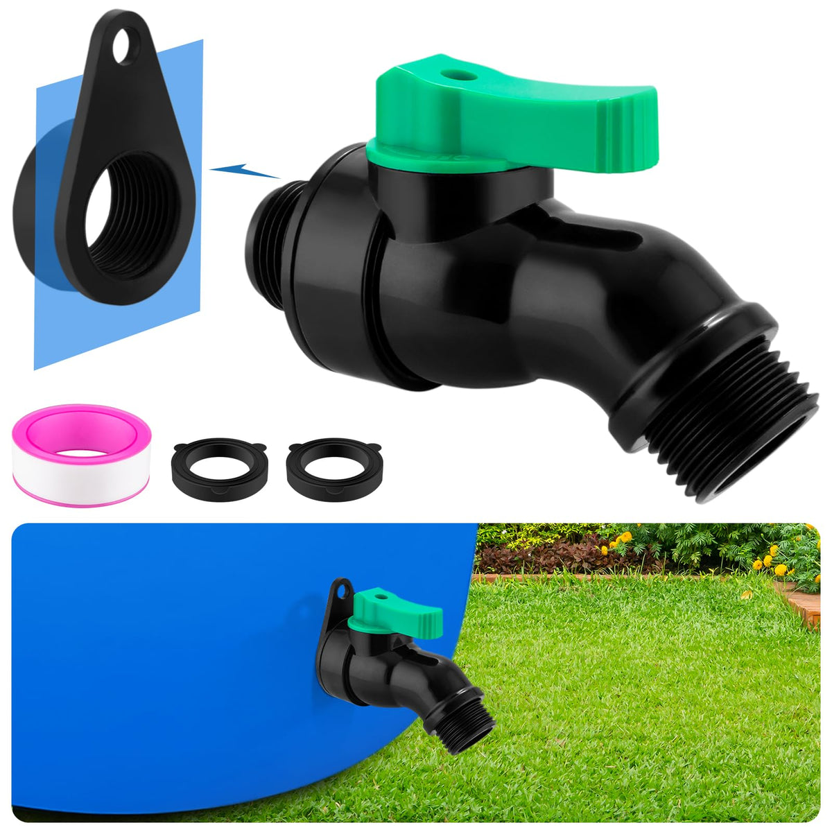 Wantmatch rain barrel spigot high-flow port delivers fast water release