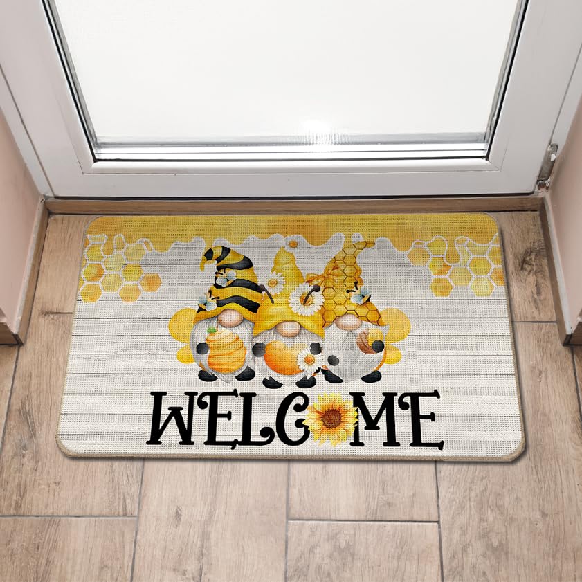 WARDOS Gnome Sunflower Doormat bee-gnome feature adds whimsy for welcoming spaces