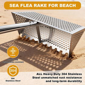 WARELOOR Sea Flea Rake 52-inch handle reduces bending during treasure hunting