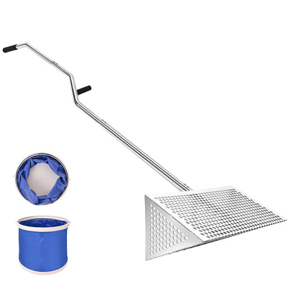 WARELOOR Sea Flea Rake catches shells and shark teeth on the beach