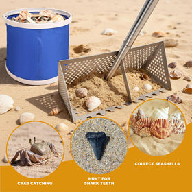 WARELOOR Sea Flea Rake includes portable 8L bucket for storage