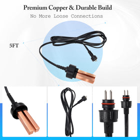WARMOASIS five-foot quick connect cable image for outdoor pond installation