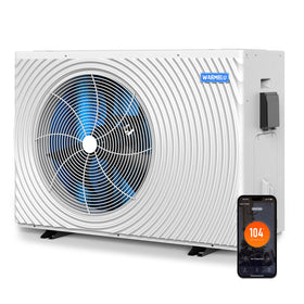 WARMBLU H18 exterior pool heat pump ready for outdoor installation with reliable heating.