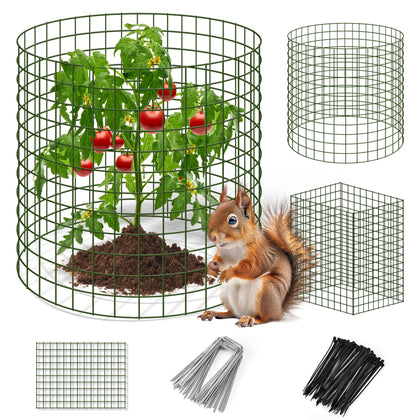 Warmfarm plant protector assembled as a deer barrier protecting young greens.