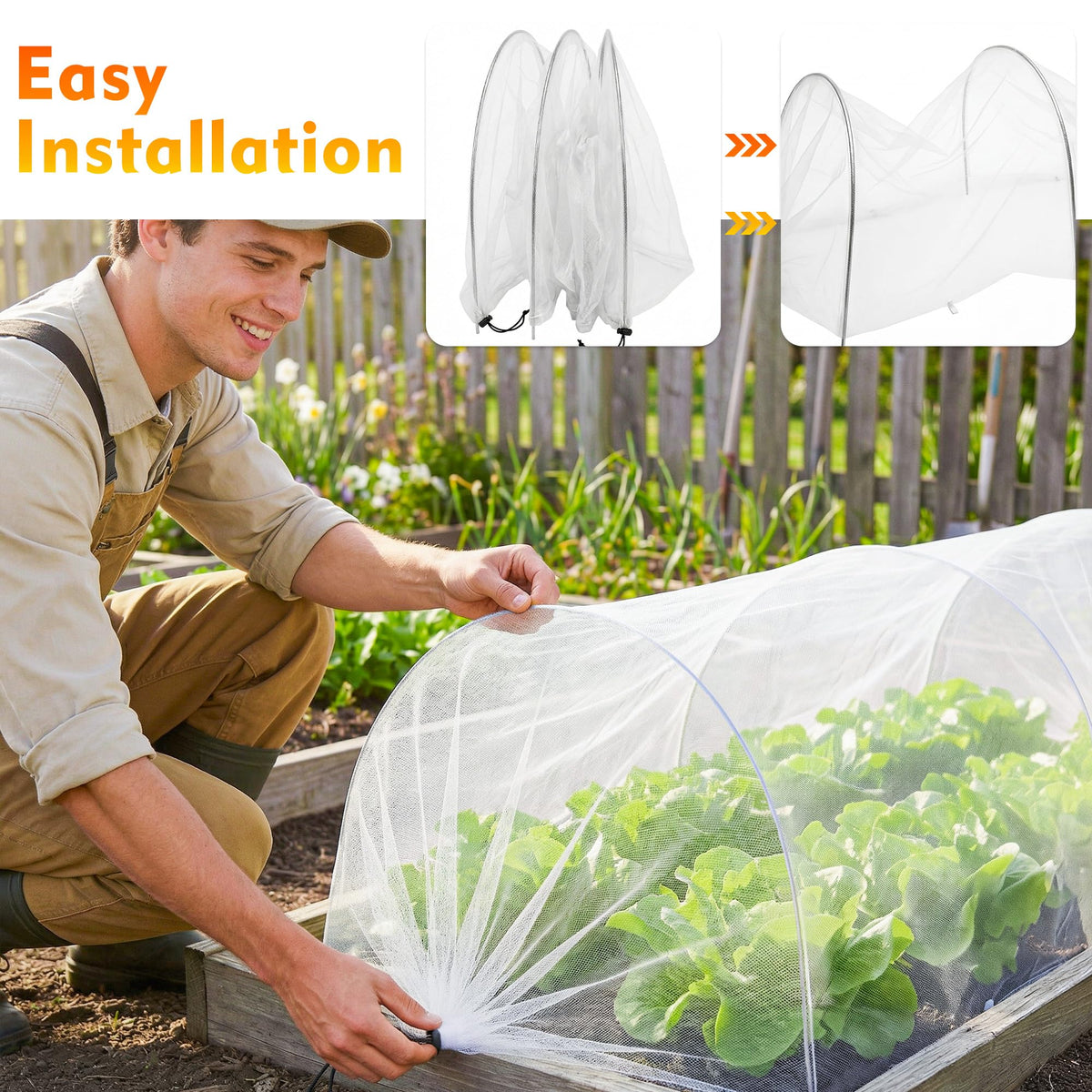 Warmfarm garden protection solution guards crops from birds and pests.