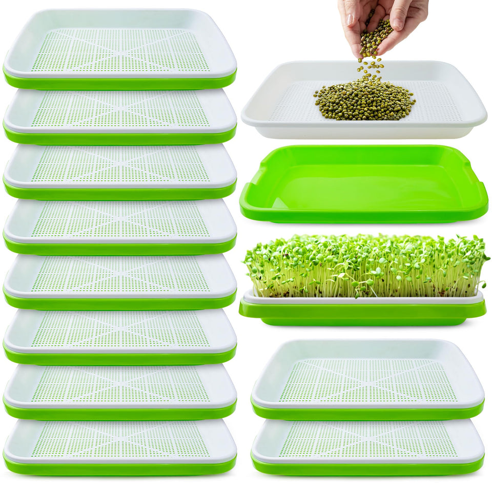 WarmFarm seed sprouter tray with drain holes enabling fast germination in a compact setup