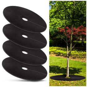 Warmfarm 32.5-inch tree mulch ring around a young tree, protecting the root zone.