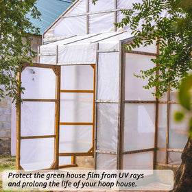 Warmfarm wide-application greenhouse film shields plants and can cover outdoor items.