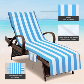 Warmiehomy lounge chair towel cover pocket-side with built-in pockets for easy access.