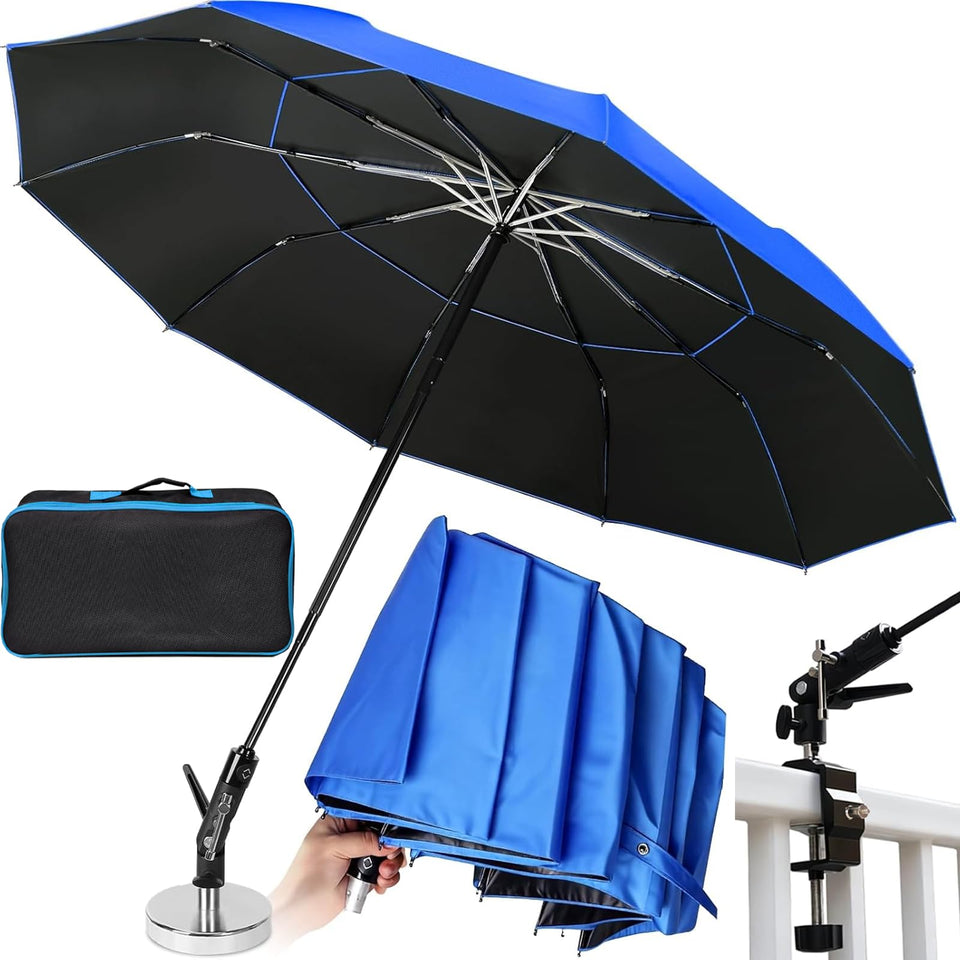 WARMOASIS 60inch folding magnetic umbrella with base for secure outdoor shade.