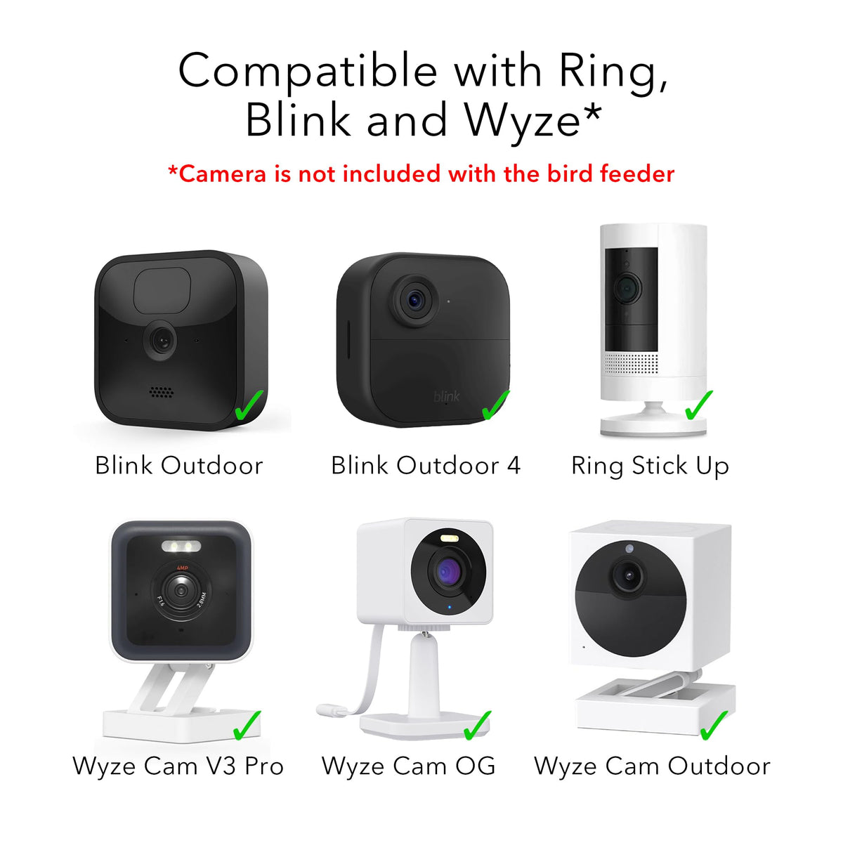 Wasserstein Bird Feeder Case on wall mount demonstrates secure placement for Blink, Wyze, or Ring cameras.