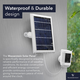 Wasserstein solar panel in use with Ring camera for continuous power