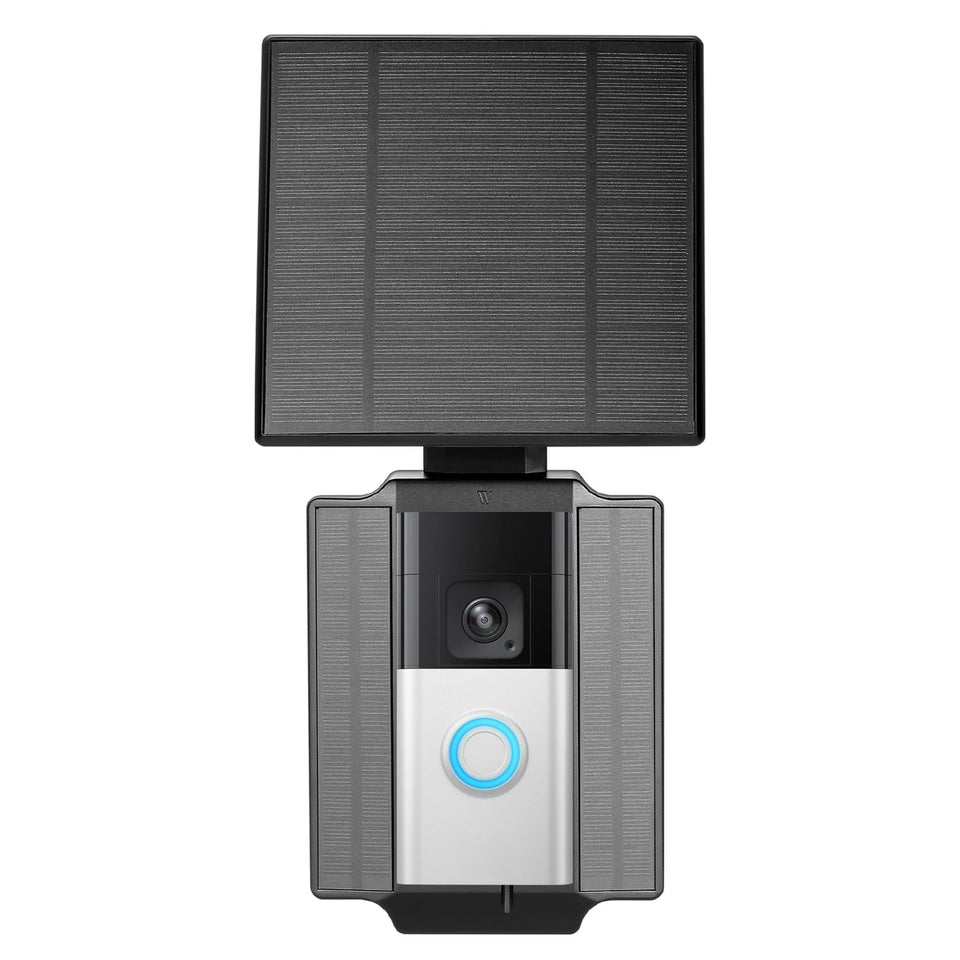 Wasserstein universal solar charger shows Ring and Wyze compatibility for steady power