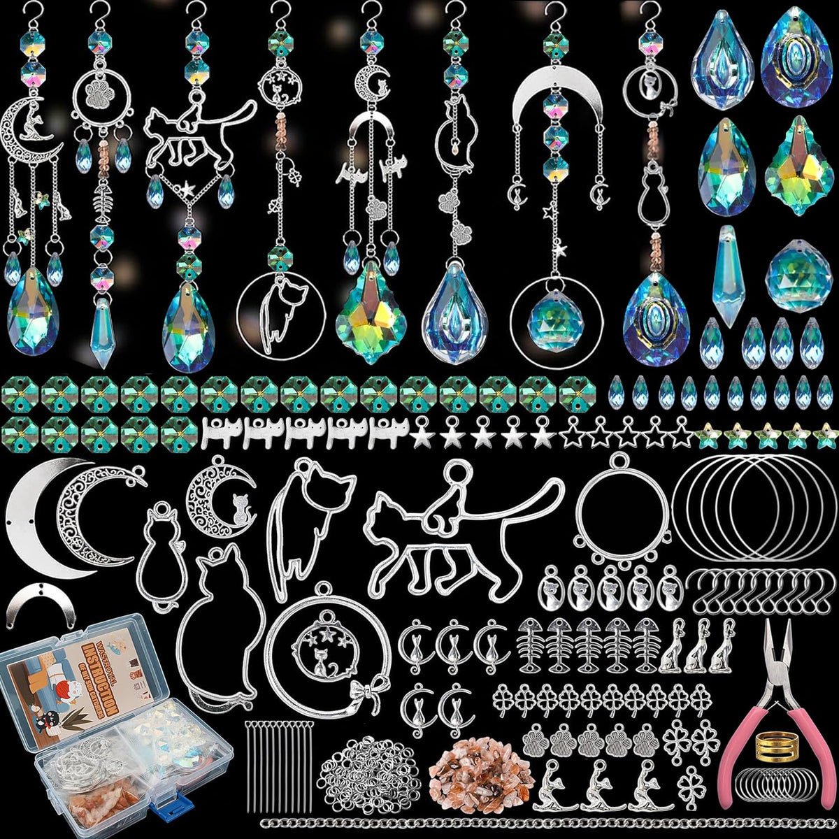 WASTROYAL cat motif suncatchers catching sunlight for colorful home decor