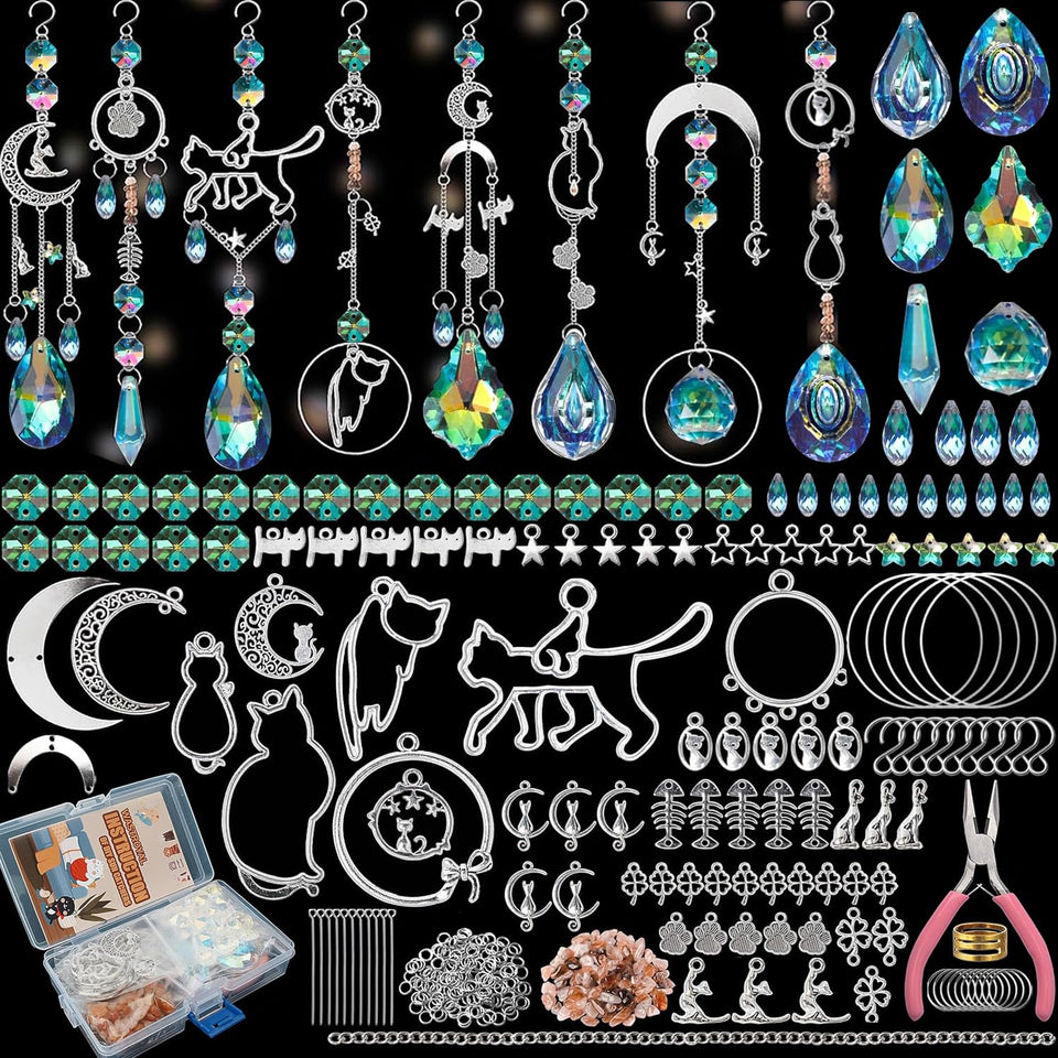 WASTROYAL cat motif suncatchers catching sunlight for colorful home decor