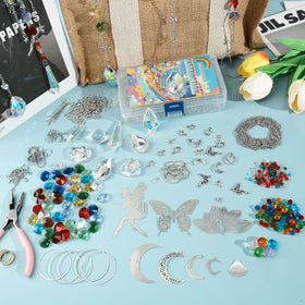 Close-up of beads and crystals in WASTROYAL sun catcher kit for vibrant crafts.