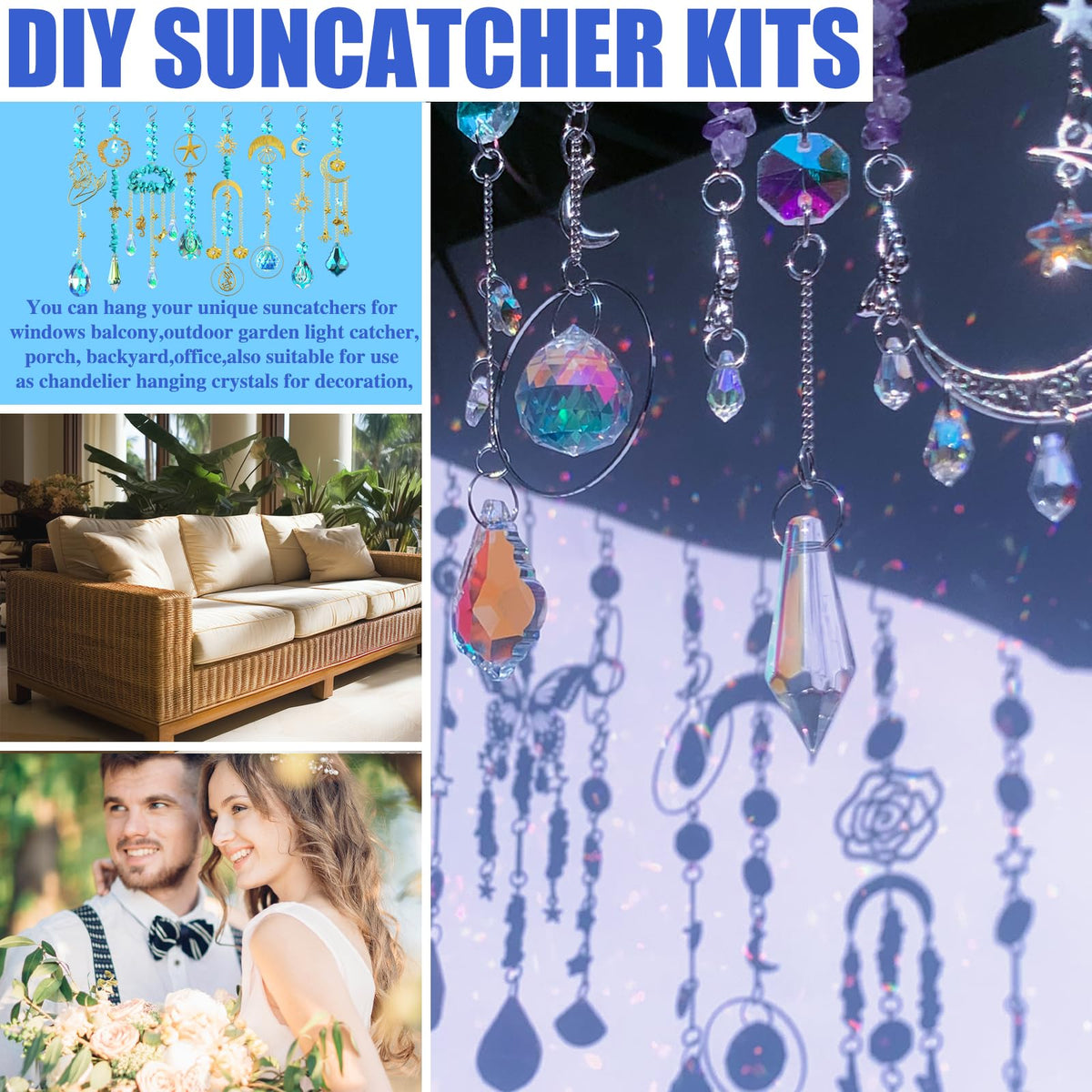 WASTROYAL suncatcher chains and hooks for easy hanging decor
