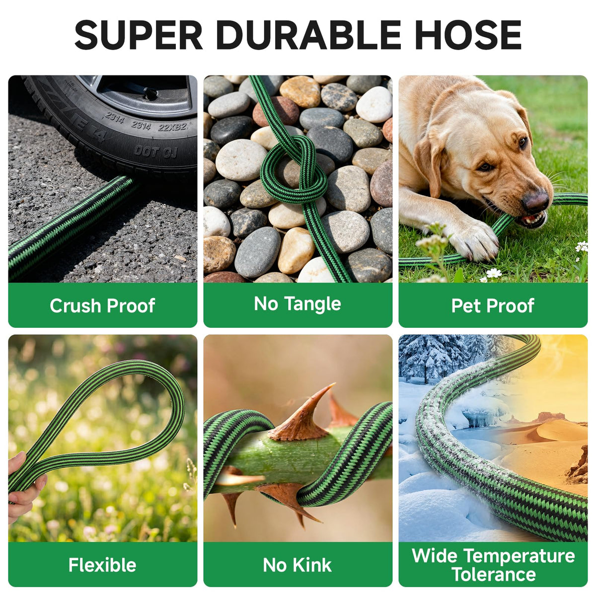 Watato no-kink design helps you move hose around plants and corners.