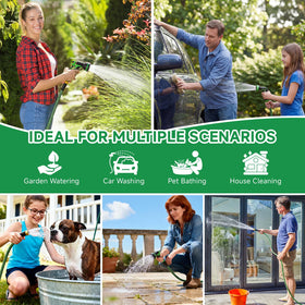 Watato hose supports versatile tasks like garden watering and car washing.