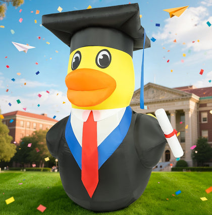 Watato graduation duck inflatable 5ft with LED lights for outdoor party flair.