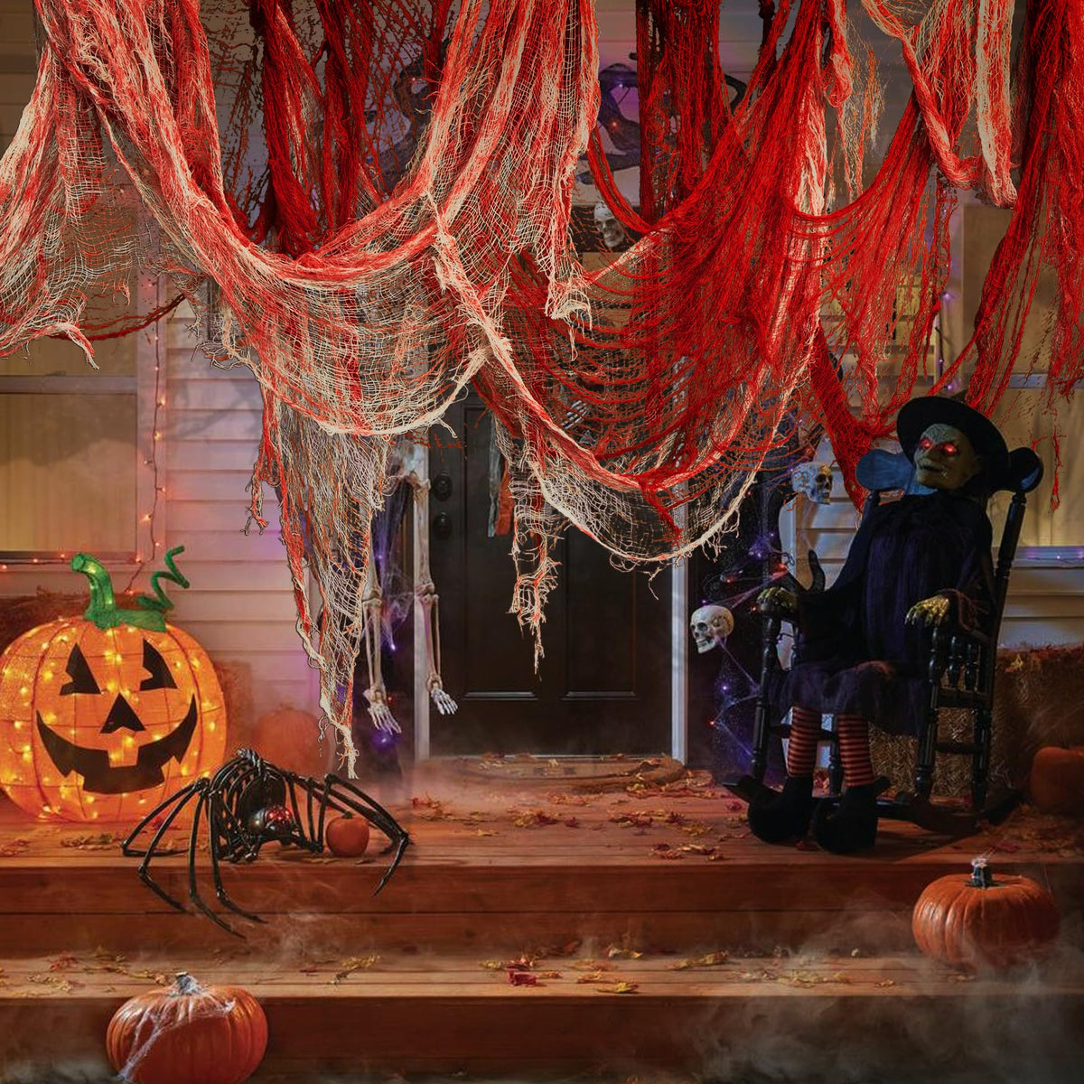 Watayo bloodstain white gauze panel creates contrast and spooky texture for doorways.