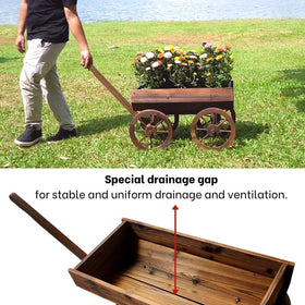 Watbick Wood Wagon Planter on patio with assembly-ready design.