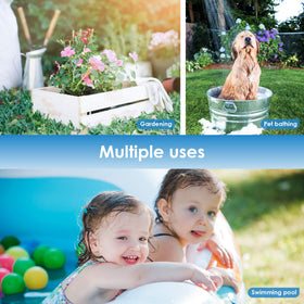 Multi-use design supports gardening, pets, RVs, and pool maintenance.
