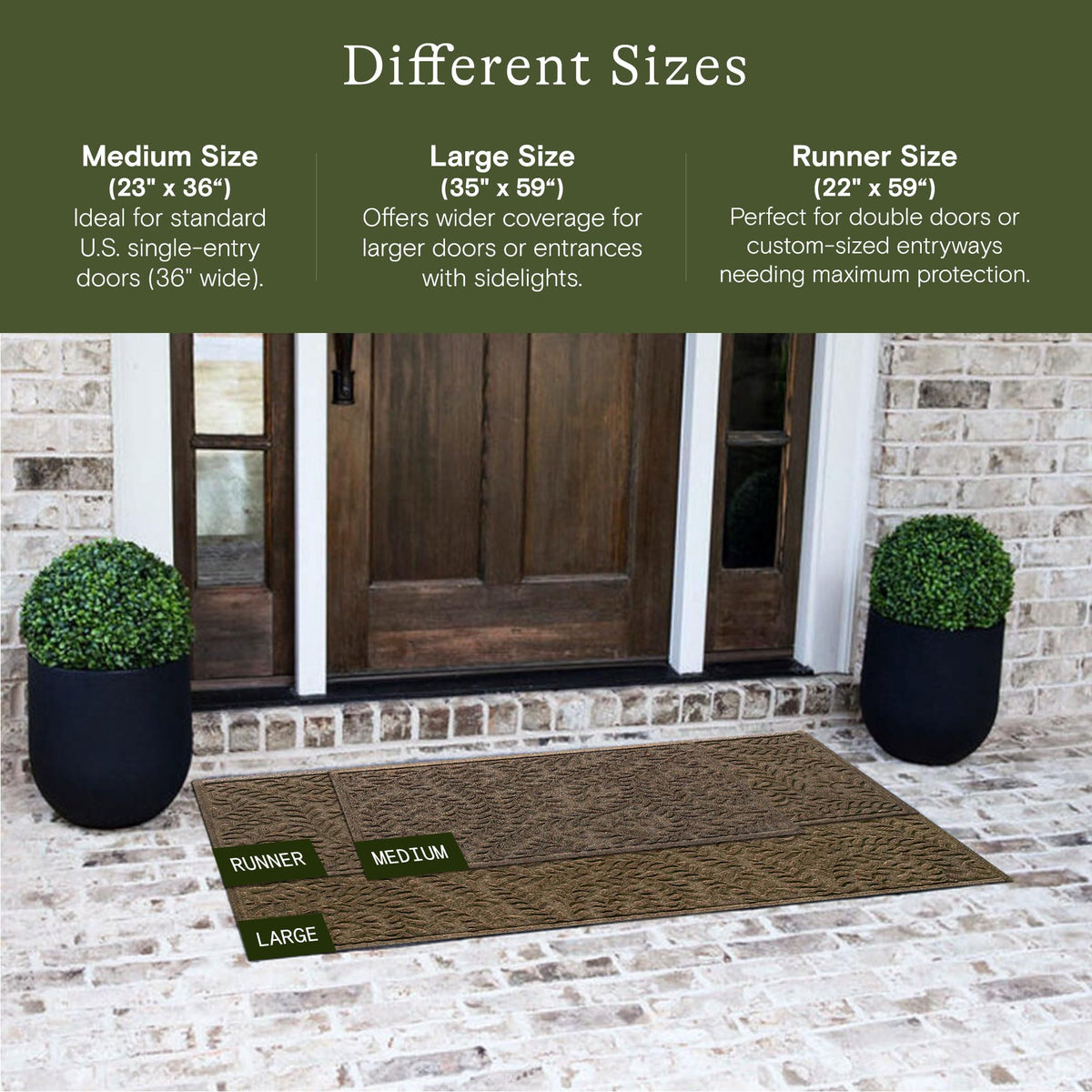 WaterHog Boxwood absorbent surface traps moisture before reaching floors.