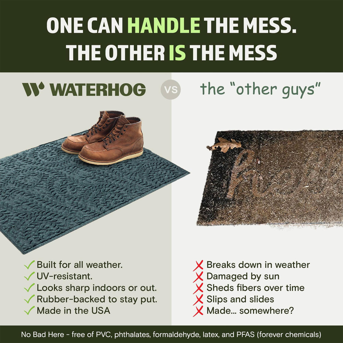 WaterHog Boxwood mat made in USA supports local manufacturing