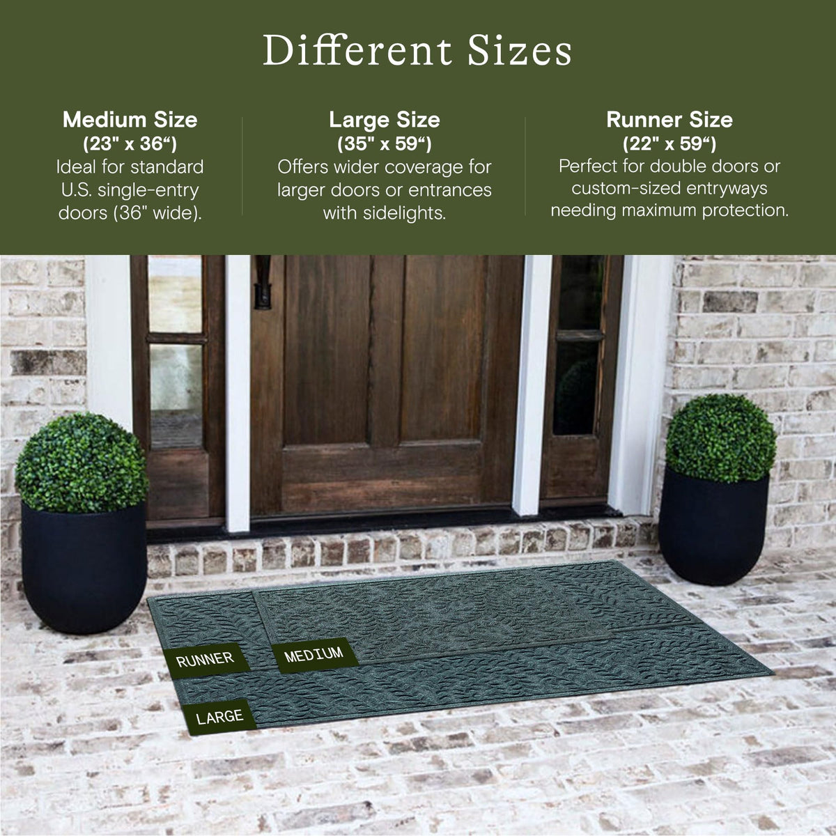 WaterHog Boxwood mat shows non-slip rubber backing for secure placement