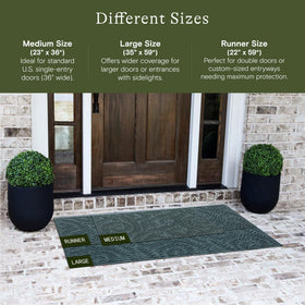 WaterHog Boxwood mat shows non-slip rubber backing for secure placement