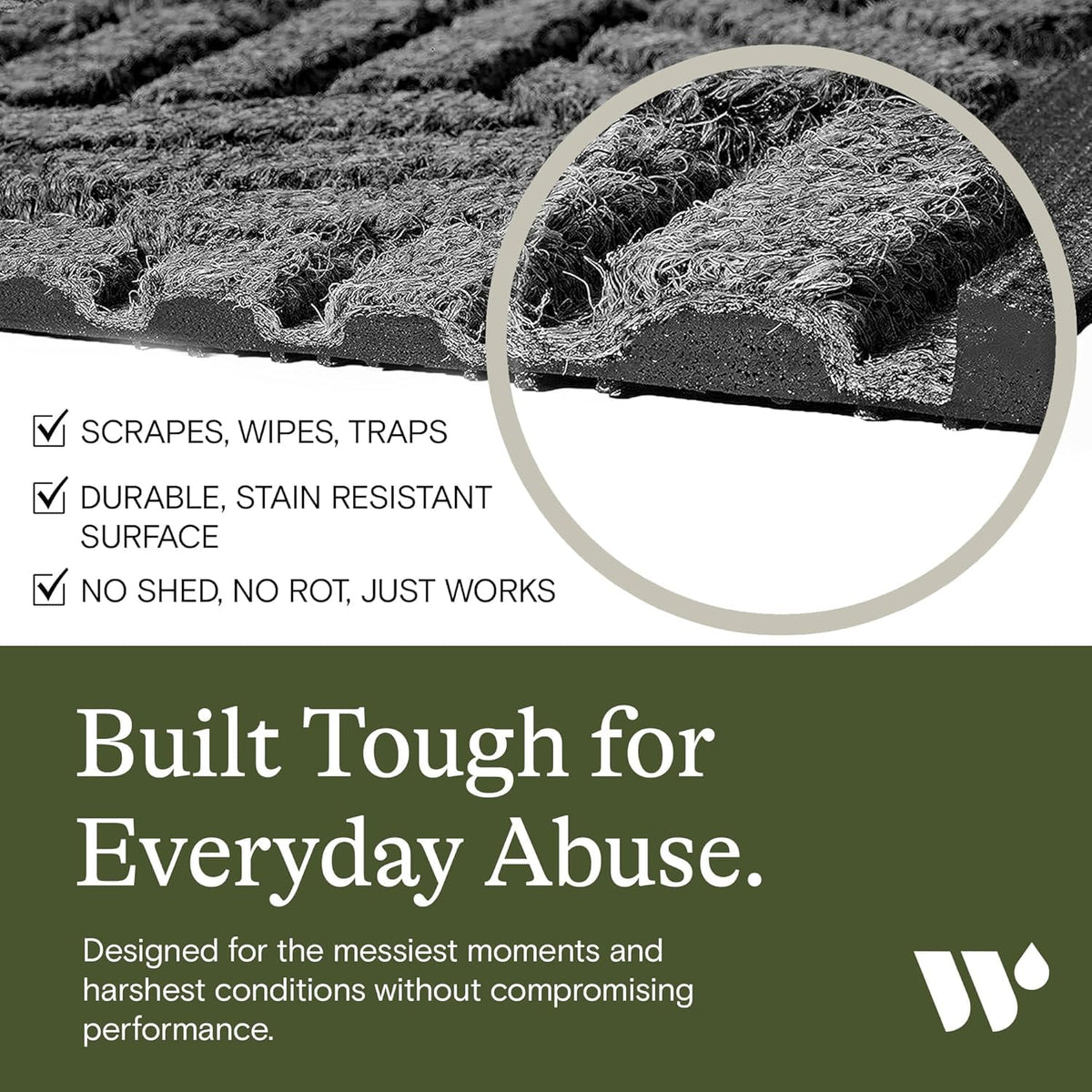 WaterHog Boxwood mat demonstrates dirt and moisture trapping for cleaner floors