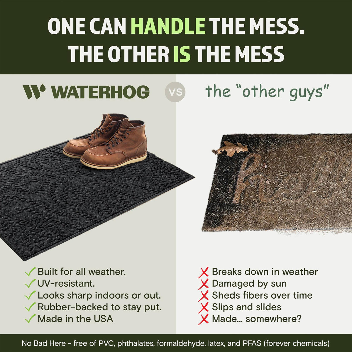 WaterHog Boxwood is proudly made in the USA with recycled materials