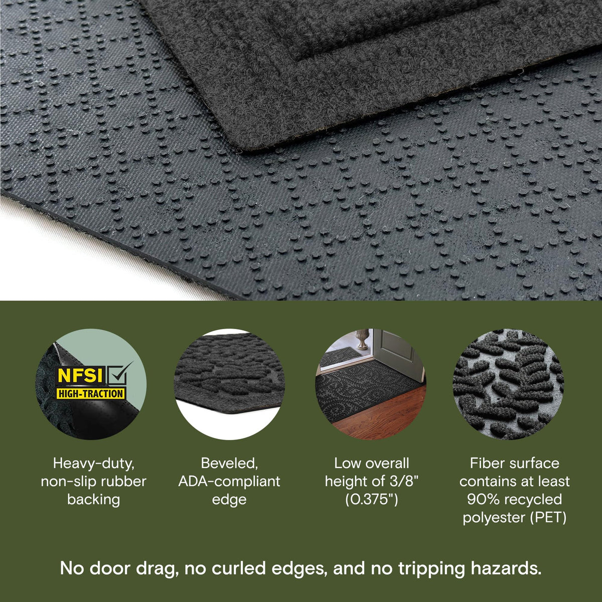WaterHog Boxwood mat with non-slip rubber backing helps prevent slips