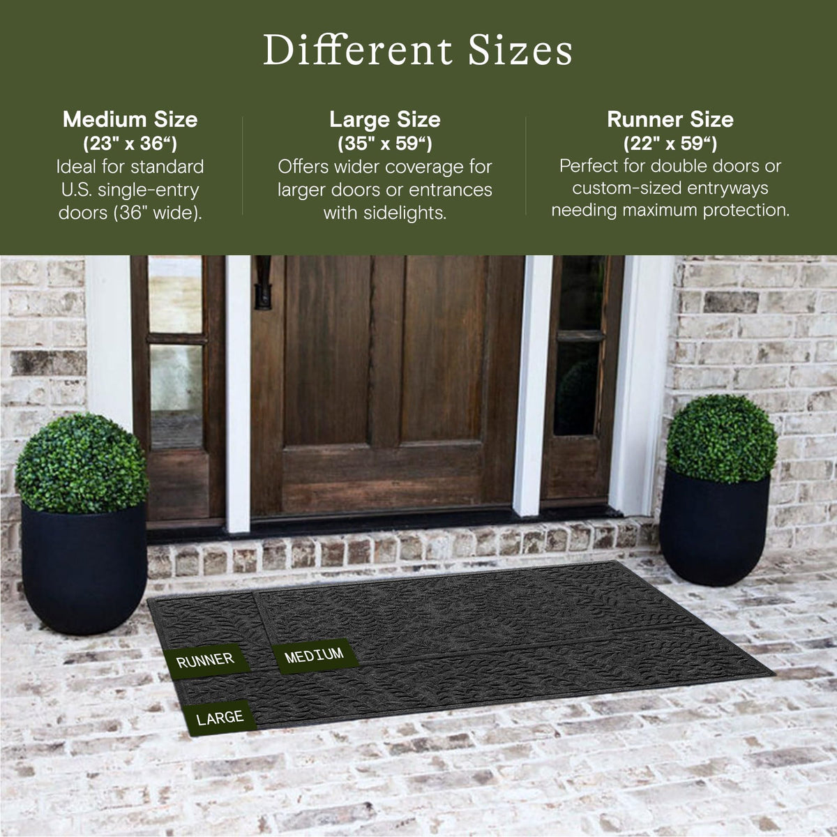 WaterHog Boxwood mat ridged floral design traps moisture at the doorway