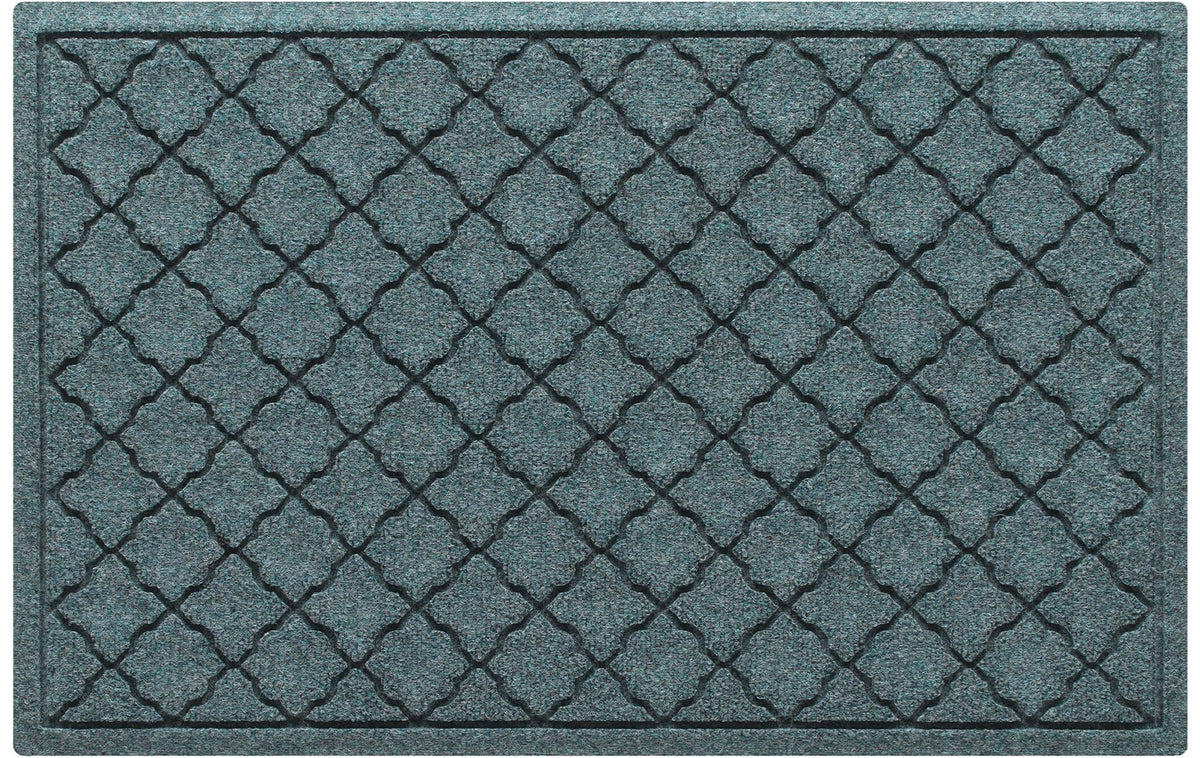WaterHog Cordova front door mat in Bluestone traps moisture for cleaner entry floors.