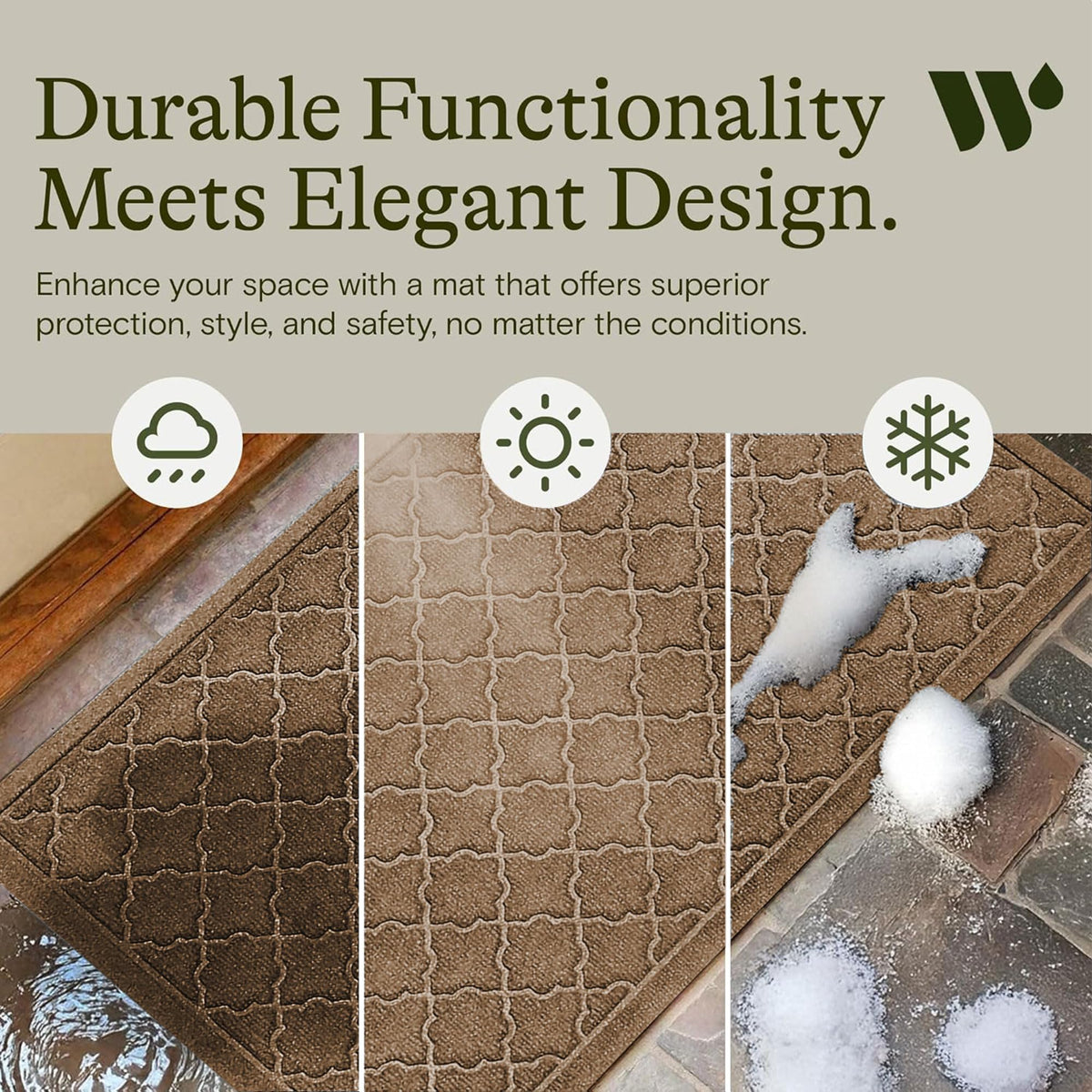 WaterHog Cordova easy-clean mat simplifies maintenance after heavy traffic.